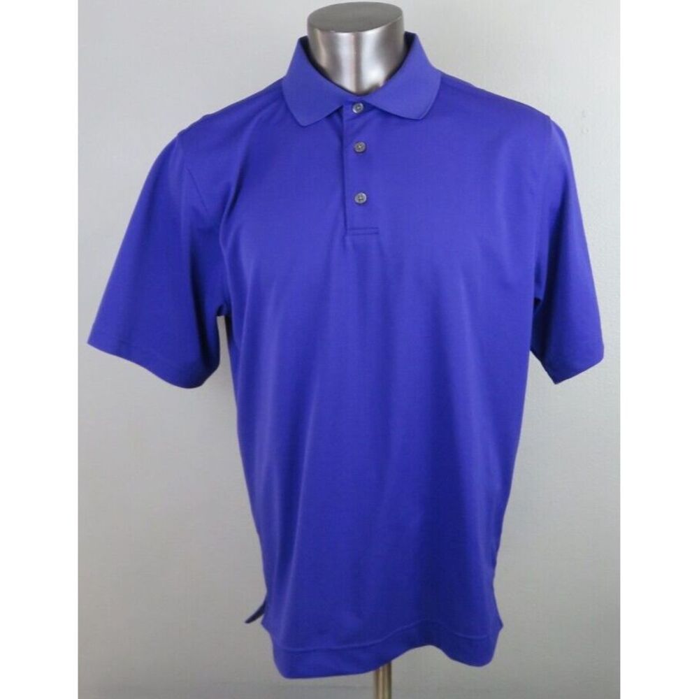 Mens Footjoy Golf Polo Shirt Size L Purple Solid‎ Short Sleeve Polyester SGCC